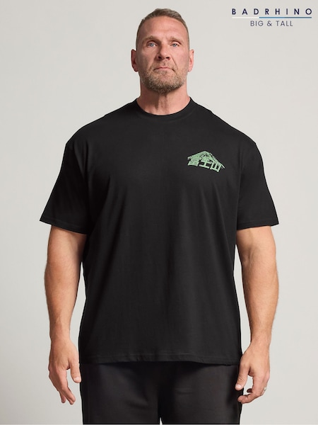 Black - Regular Badrhino Big & Tall Mountain Japanese T-shirt