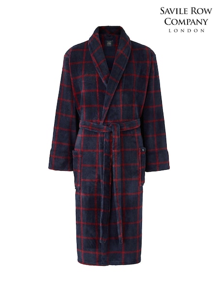 Bleu - Regular Savile Row Company Check Fleece Dressing Gown