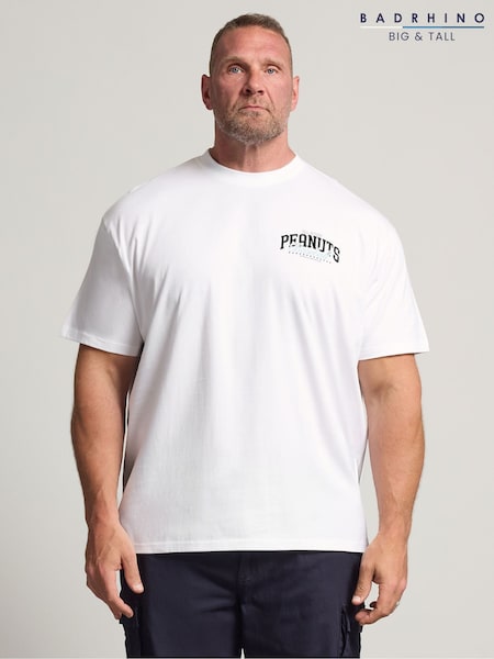 Weiß - Regular Badrhino Big & Tall Peanuts Baseball T-shirt