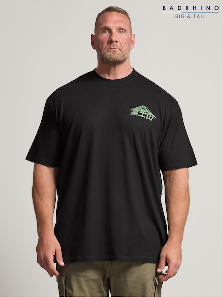 Black - Long Badrhino Big & Tall Mountain Japanese T-shirt