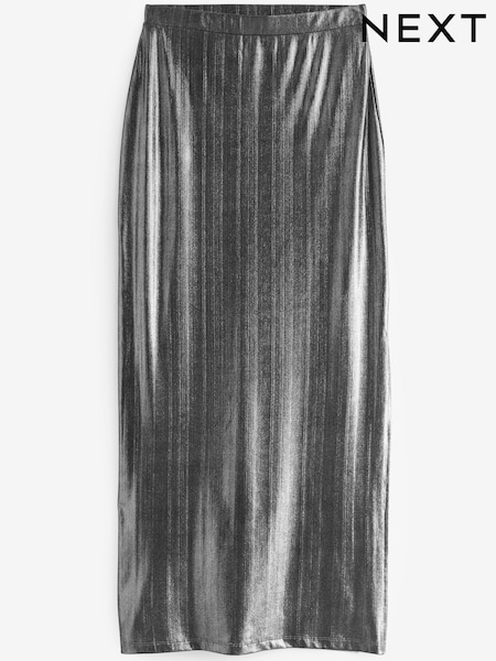 Silver Metallic Column Midi Skirt (230285) | €15