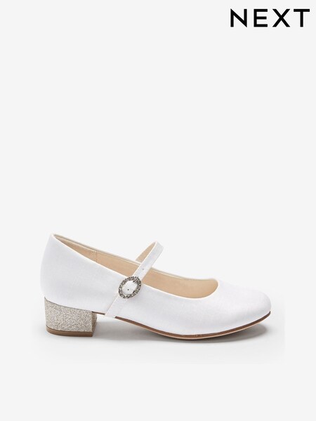White Satin Stain Resistant Heeled Bridesmaid Collection Occasion Shoes (230415) | €6 - €8