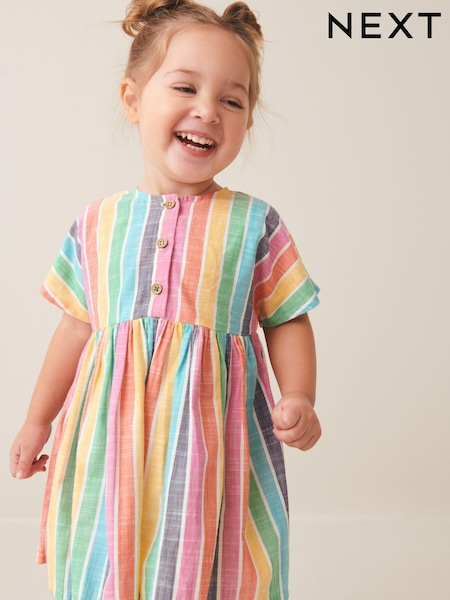 Črtast z barvami mavrice - Relaxed 100% Cotton Dress (3mths-8yrs) (230611) | € 10 - € 12