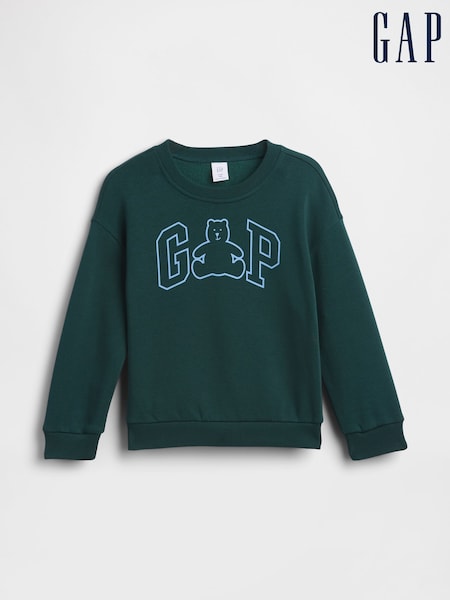 Zielony - Bluza Gap Brannan Bear z logo (6 mies. – 5 lat)