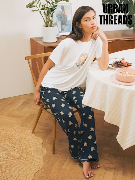 Asul - Urban Threads Urban Threads Blue Pancake Print Long Pyjamas Set