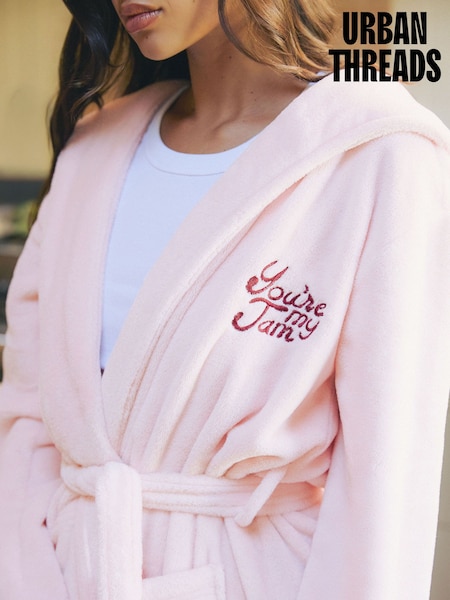 Rosa - Urban Threads Urban Threads Pink You're My Jam Embroidered Fleece Dressing Gown