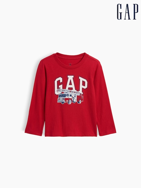 Red - Gap Logo Graphic Long Sleeve T-shirt (6mths-5yrs)