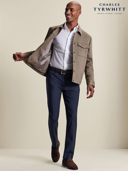 Natural - Regular Charles Tyrwhitt Oatmeal Pure Wool Jacket