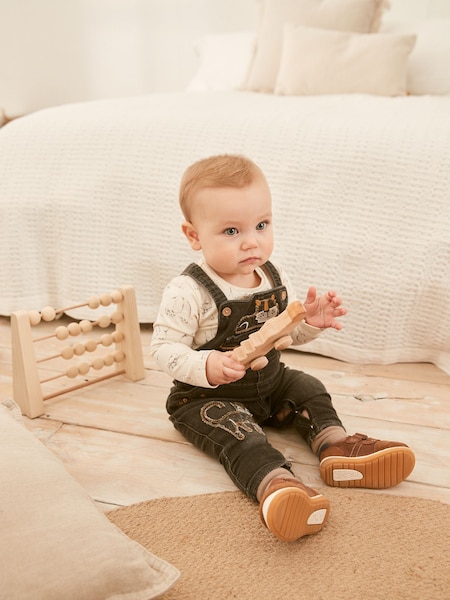Tan Brown Standard Fit (F) Touch Fastening Leather First Walker Baby Shoes (231283) | €27
