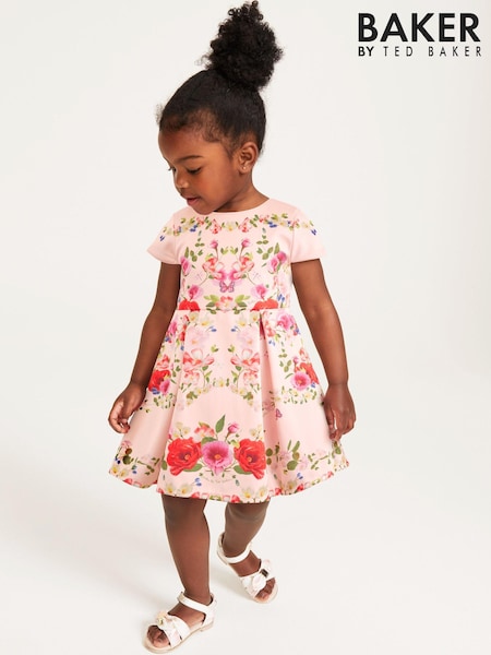 Baker by Ted Baker Pink Satin Floral Dress (231633) | €24 - €26