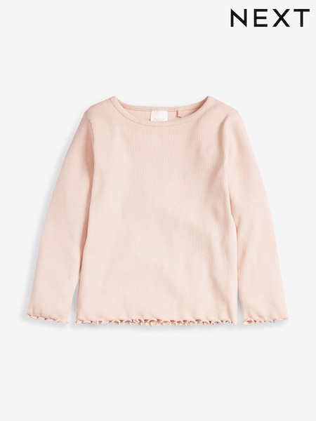 Бледно-розовый - Cotton Rich Long Sleeve Rib T-Shirt (3mths-7yrs) (231780) | €6 - €9