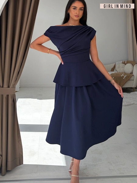 Blau - Girl In Mind Connie Midikleid mit Schößchen
