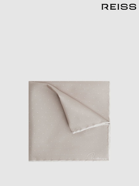 Reiss Champagne Liam Polka Dot Silk Pocket Square (232580) | €50