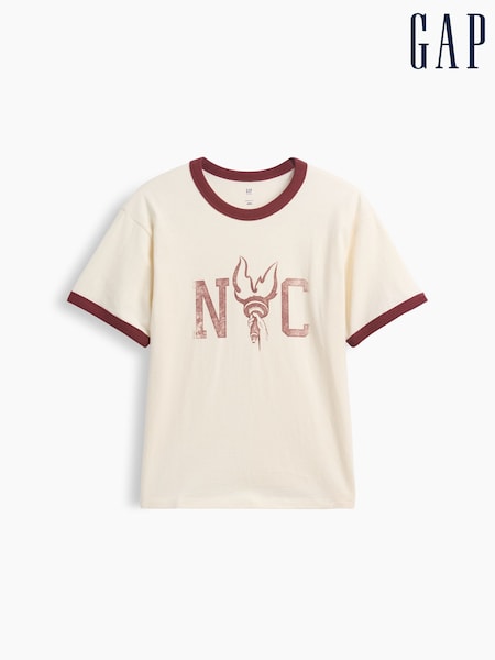 Cream - Gap Relaxed New York Graphic Ringer T-shirt (4-13yrs)