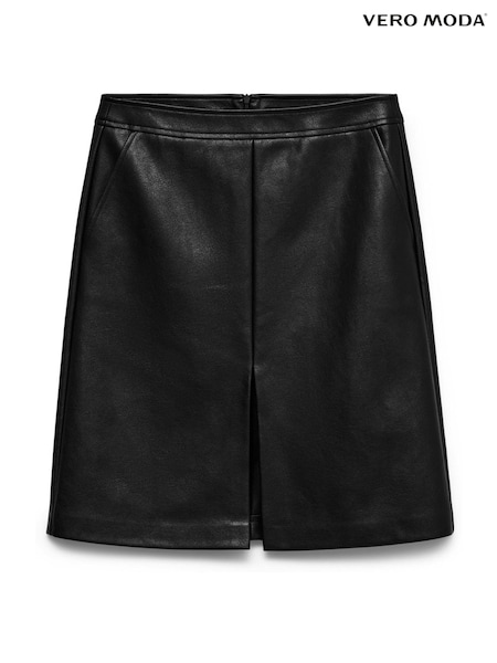 Black - Vero Moda High Waisted Faux Leather Pencil Skirt
