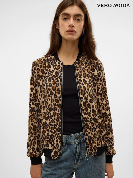 Estampado de leopardo marrón - Chaqueta bomber ligera de Vero Moda