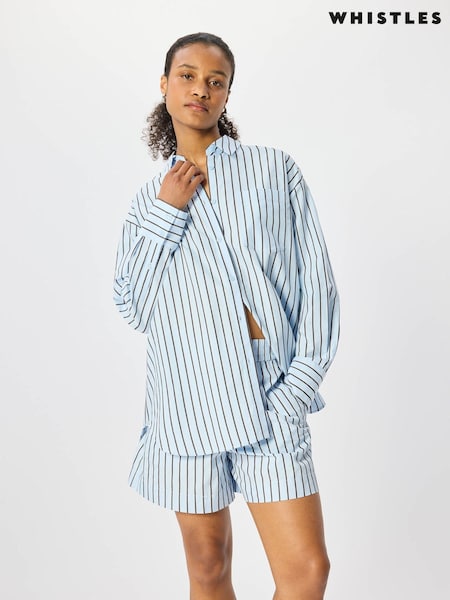 Blue - Whistles Cotton Poplin Stripe Shirt