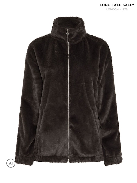 Brun - Long Tall Sally Faux Fur Zip Jacket