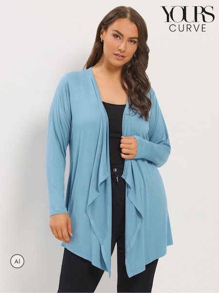 Blue - Yours Curve Waterfall Cardigan