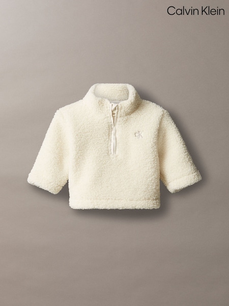Cream - Calvin Klein Newborn Teddy Half-zip Jacket