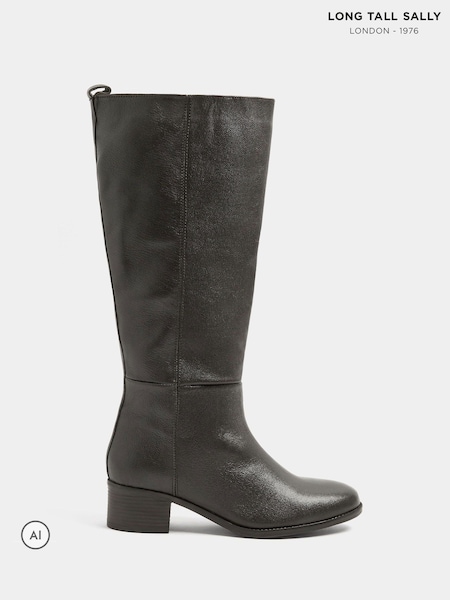 بني - Long Tall Sally Leather Knee High Boots In Standard Fit