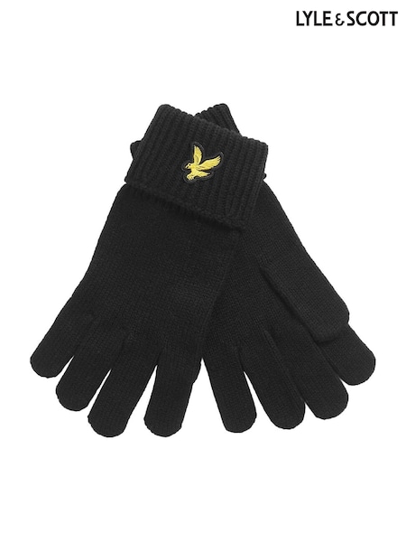 Black - Regular Lyle & Scott Cotton Merino Gloves