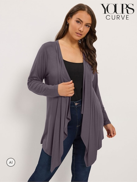 Grey - Yours Curve Waterfall Cardigan