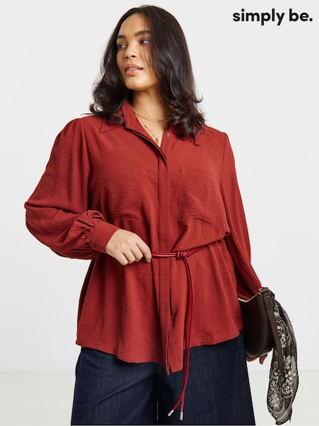 Brown - Simply Be Utility Pocket Shirt