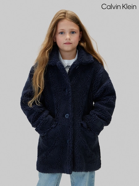Sininen - Calvin Kleinin Teddy Sherpa -päällystakki
