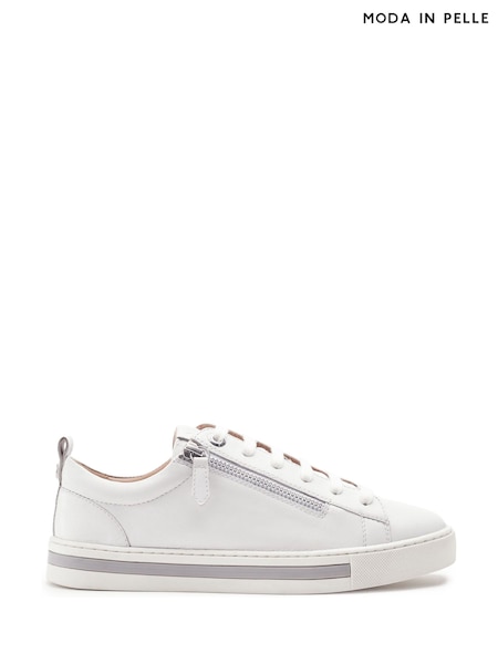 Ақ - Moda In Pelle Federika Slim Sole Zip Trainers