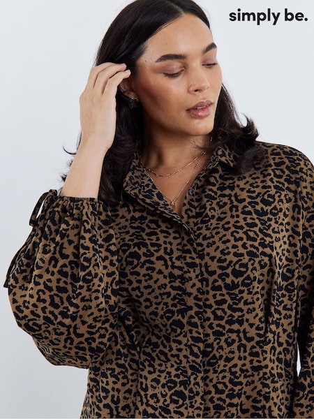 Brown - Simply Be Exaggerated Sleeve Shirt Dress