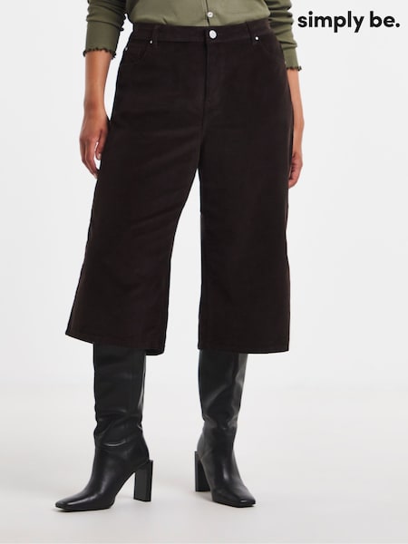 Brown - Simply Be Cord Culotte Jeans