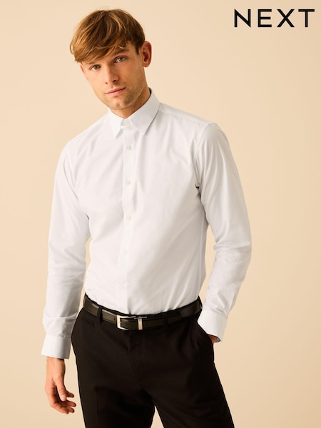White Single Cuff Slim Fit Easy Care Tab Collar Oxford Smart Shirt (233925) | €23