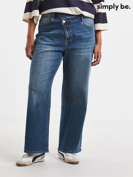 Bleu - Jean droit croisé Simply Be