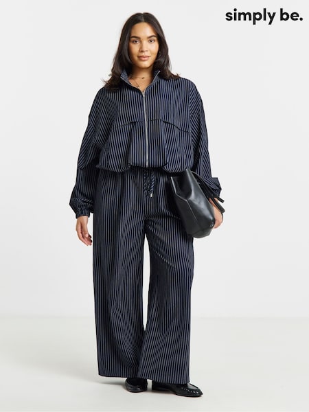 Bleu - Pantalon ample à fines rayures Simply Be