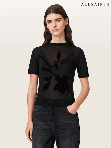 Черный - Allsaints Athea Sheer T-shirt