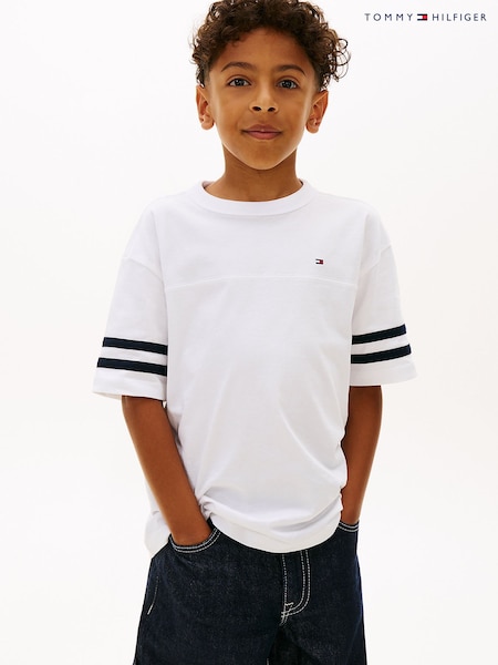 Hvid - Tommy Hilfiger Stripe Sleeve Jersey T-shirt