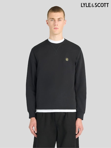 Черный - Regular Lyle & Scott Shield Badge Crew Neck Sweatshirt