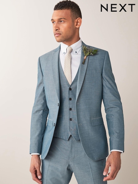 Light Blue Slim Fit Two Button Suit Jacket (234384) | AED262