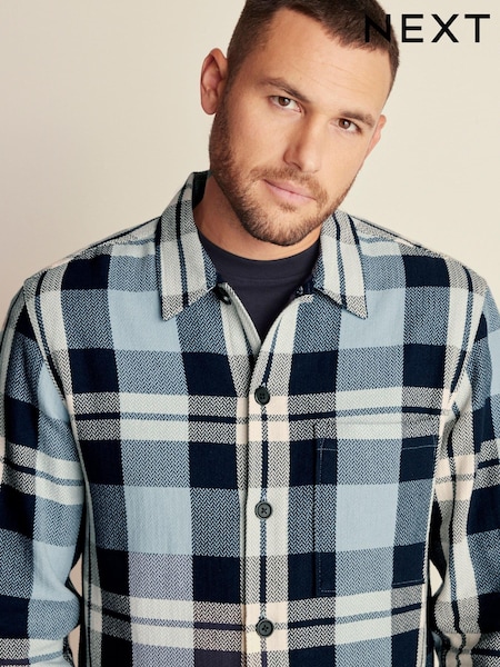 Blue Textured Check Shacket (234490) | 58 zł