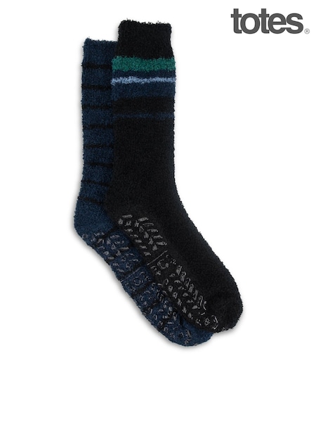 Blue - Regular Totes Super Soft Cosy Slipper-sox Socks 2 Pack