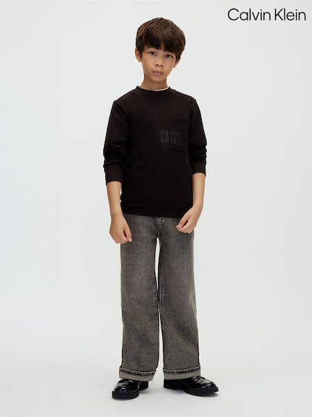 Juoda - Calvin Klein Long Sleeve Pocket T-shirt