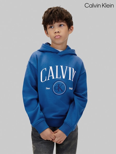 Blue - Calvin Klein Logo Hoodie
