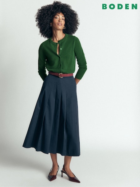 Green - Boden Elsie Cashmere Crew Cardigan