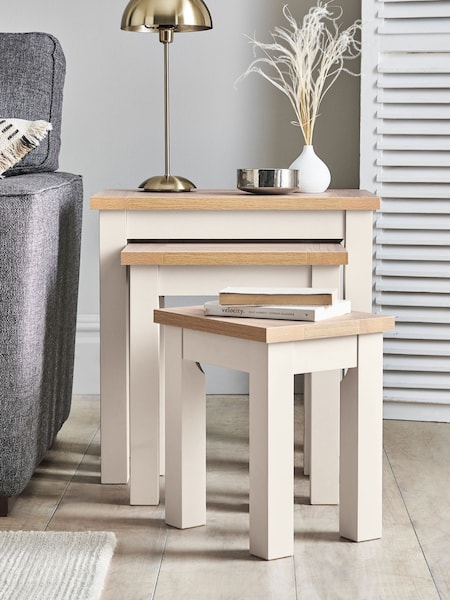 Cream Malvern Oak Effect Rectangle Set of 3 Nest of Tables (235145) | €245