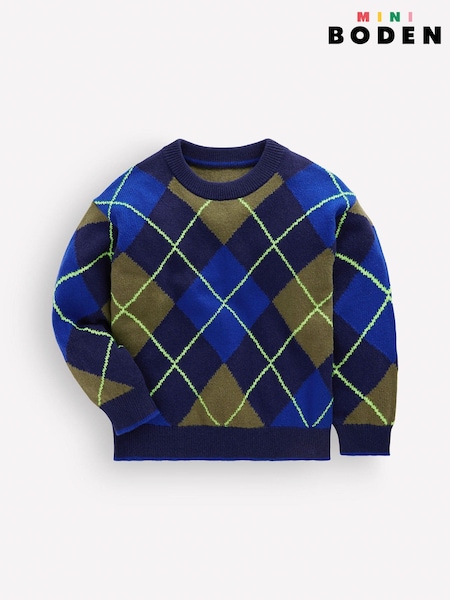 Blue - Boden Argyle Jumper