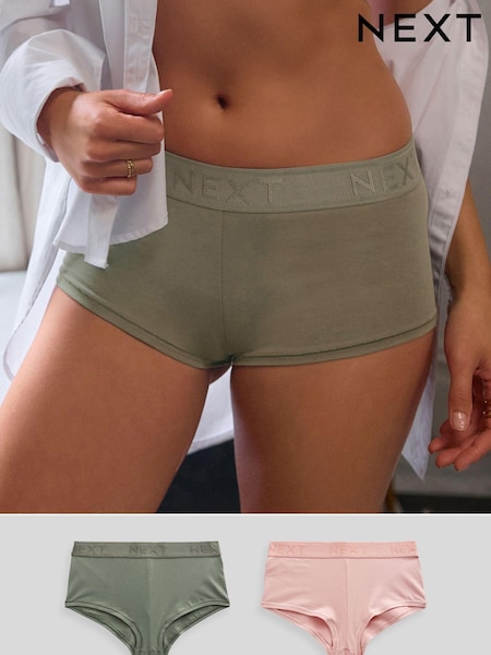 Светло-розовый/зеленый хаки - Logo Knickers 2 Pack (235232) | €16