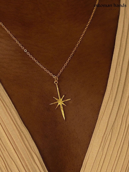 Gold Tone - Ottoman Hands Northern Star Necklace