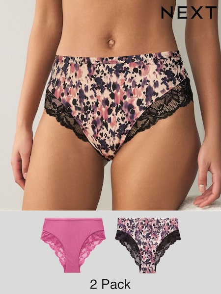 Анималистический принт/Роза розовый - Lace Trim Knickers 2 Pack (235269) | €21