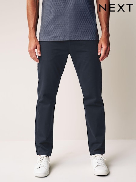 Navy Blue Straight Fit 100% Cotton Chino Trousers (235295) | R$ 170